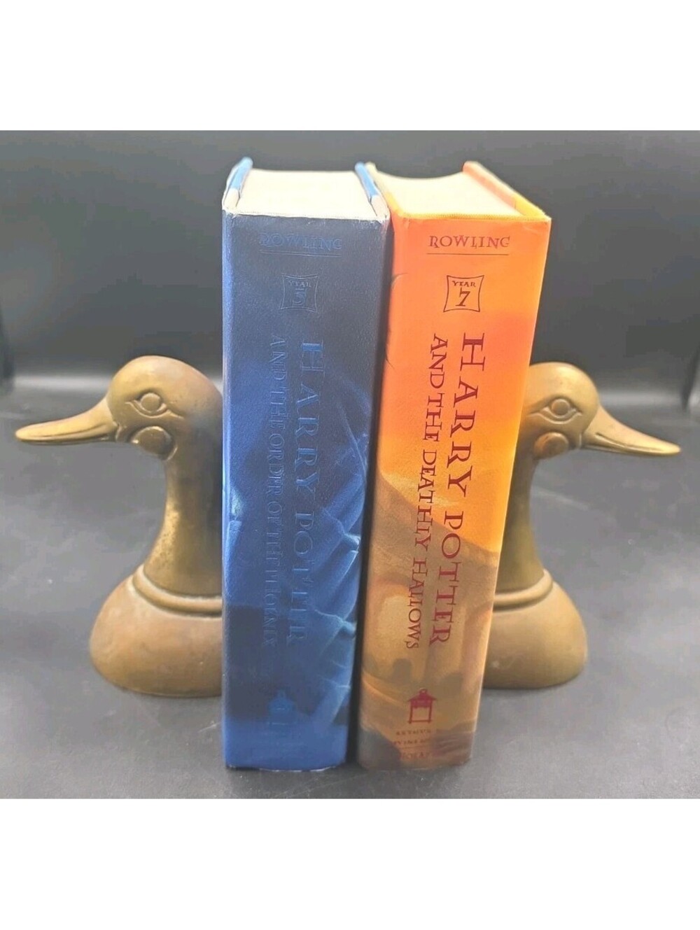 Brass Mallard Duck Head Bookends Vintage Set 2 MCM 6 1/4" x 4" Patina Wildlife